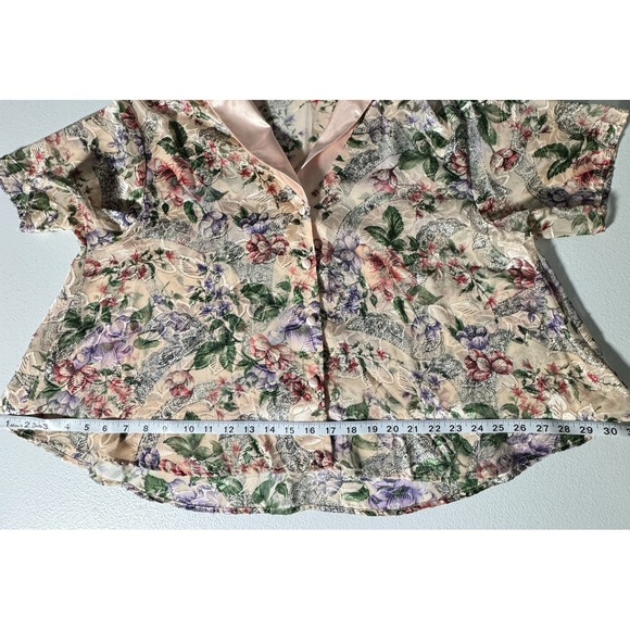 Victoria's Secret Peach Floral Pajama Shorts Set L Satin Sleepwear Vintage - Picture 8 of 14
